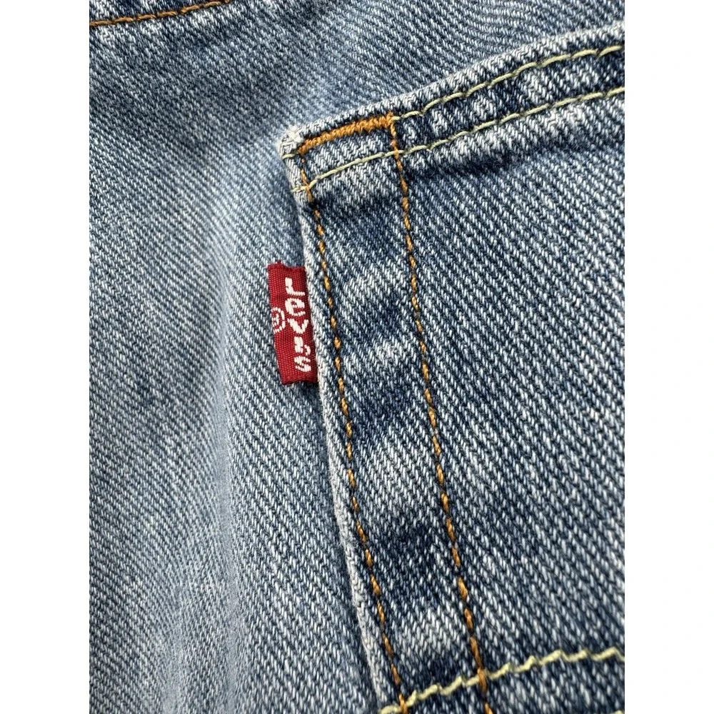 Levi's 514 Size 40x32 Blue Denim Jeans‎ Regular Straight Leg Distressed Red Tab